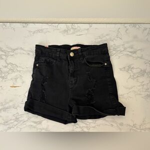Elite Jeans Distressed Jean Shorts Women Size 5/27 Y2K Retro Denim Black​
